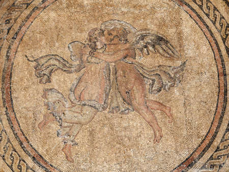 Ancient mosaic with two angels. Cordoba, Andalusia Spain