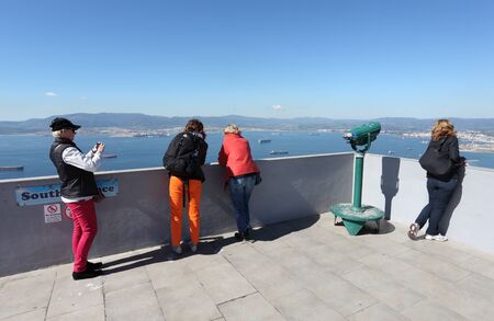 Tourists at Top of the Rock platform in Gibraltarのeditorial素材