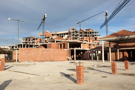 Large construction site with cranes