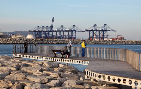 Fishermen at the promenade in Algeciras, Andalusia Spainのeditorial素材