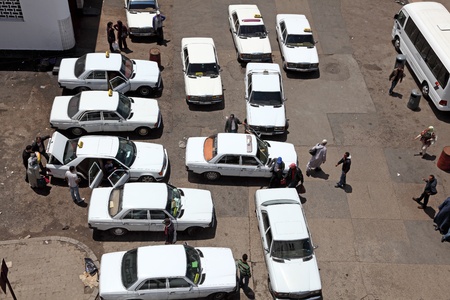 Aerial view of taxi rank in Rabat, Moroccoのeditorial素材