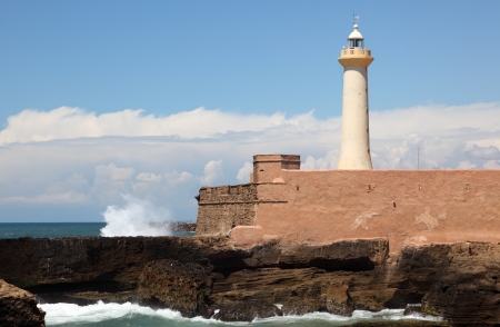 Lighthouse on the atlantic coast of Rabat, Moroccoの写真素材