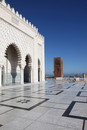Mausoleum of Mohammed V and Hassan Tower in Rabat, Moroccoのeditorial素材