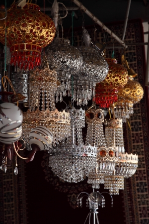 Moroccan lamp shop in the medina of Rabat, Moroccoのeditorial素材