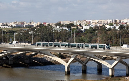 Bridge over the Bou Regreg river in Rabat, Moroccoのeditorial素材