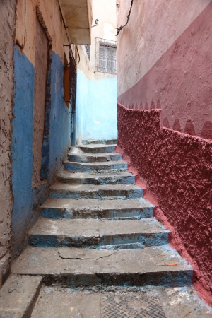 Narrow street in the medina of Tangier, Moroccoの写真素材