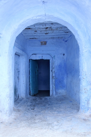 Blue door in the medina of Chefchaouen, Moroccoの写真素材