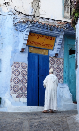Street in the medina of Chefchaouen, Moroccoのeditorial素材