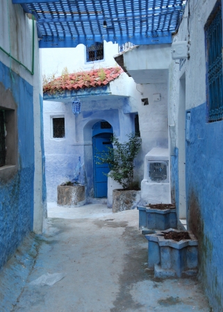 Street in the medina of Chefchaouen, Moroccoの写真素材