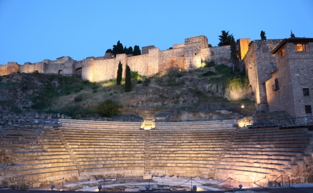 Roman amphitheatre ruin in Malaga, Andalusia Spainの写真素材