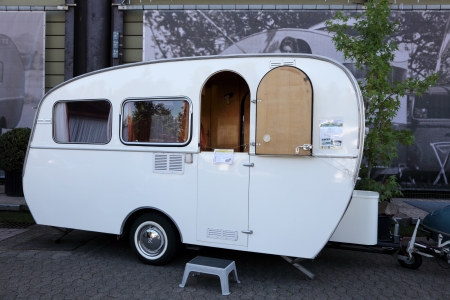 DUSSELDORF - SEPTEMBER 4: Historic Dethleffs caravan at the Caravan Salon Exhibition 2013 on...