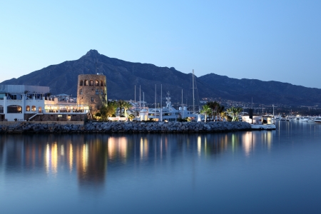 Puerto Banus at dusk, marina of Marbella, Spainの写真素材