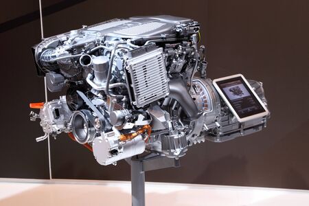 International Motor Show in Frankfurt, Germany. Mercedes Benz V6 Motor at the 65th IAA in Frankfurt,...