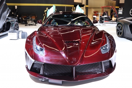 International Motor Show in Frankfurt, Germany. Ferrari supercar at the 65th IAA in Frankfurt, Germany on September 17, 2013のeditorial素材