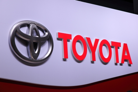 International Motor Show in Frankfurt, Germany. Toyota Logo at the 65th IAA in Frankfurt, Germany on...