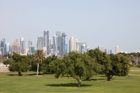 Green park in Doha, Qatar, Middle Eastの写真素材
