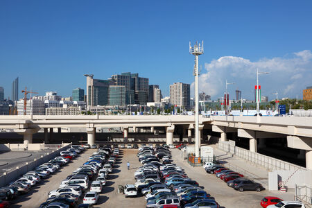Parking lot on Al Maryah Island in Abu Dhabi, United Arab Emiratesのeditorial素材