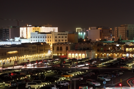 Parking lot at the Souq Waqif at night. Doha, Qatar, Middle Eastのeditorial素材