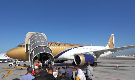 Gulf Air aircraft boarding. Manama, Kingdom of Bahrain