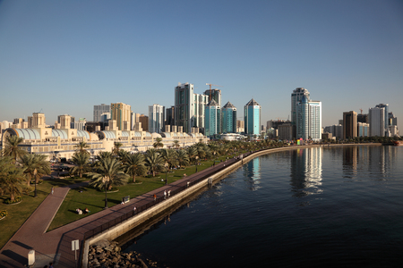 Skyline of Sharjah City, United Arab Emiratesのeditorial素材