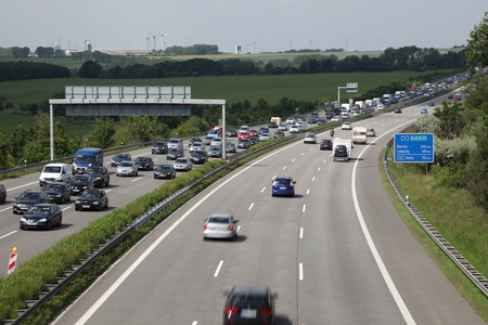 Traffic Jam because of a construction site on the autobahn (highway) in Germany
のeditorial素材