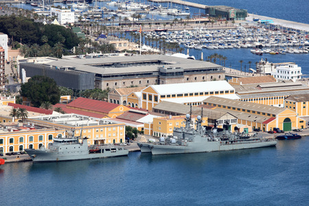 Military ships in the port of Cartagena, Spainのeditorial素材
