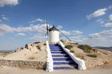 Traditional spanish windmill in Castilla-La Mancha, Spainの写真素材
