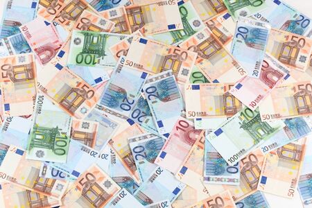 Twenty, fifty and one hundred Euro banknotes background