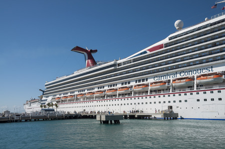 Carnival Conquest Cruise Ship anchors in Key West, Florida, USAのeditorial素材