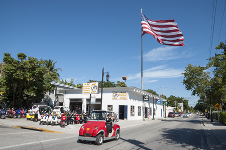 Tourists in electric car in Key West, Floridaのeditorial素材