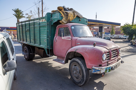 MARRAKESH, MOROCCO - NOV 22: Old truck in the street of Marrakesh. November 22, 2008 in Marrakesh, Moroccoのeditorial素材