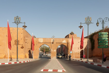 MARRAKESH, MOROCCO - NOV 22: Gate to the old town of Marrakesh. November 22, 2008 in Marrakesh, Moroccoのeditorial素材