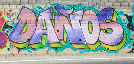 Colorful graffiti on the wallのeditorial素材