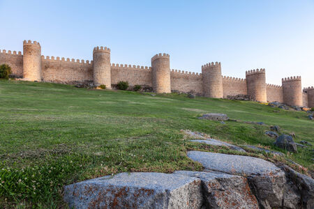 Ancient city wall in Avila, Castile and Leon, Spainのeditorial素材
