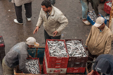 Fishermen in the port of Essaouira, Morocco, Africaのeditorial素材