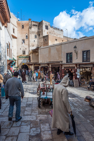 FEZ, MOROCCO - DEC 2: Square in the medina of Fez. December 2, 2008 in Fez, Morocco, Africaのeditorial素材