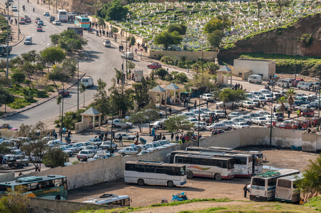 FEZ, MOROCCO - DEC 3:  View over the main bus station in Fez. December 3, 2008 in Fez, Morocco, Africaのeditorial素材
