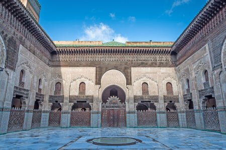 Court of the Madrasa Bou Inania in Fez, Morocco, Africaのeditorial素材