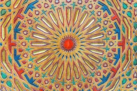 Traditional oriental carving in Fez, Morocco, Africaの写真素材