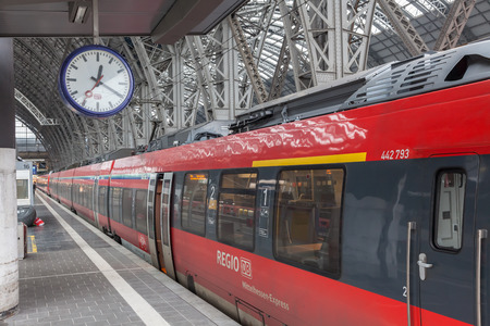 FRANKFURT - DEC 6: REGIO Train at the Main Train Station in Frankfurt Main. December 6, 2014 in...