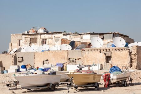 Boats outside of a residential house in Kuwait, Middle Eastのeditorial素材