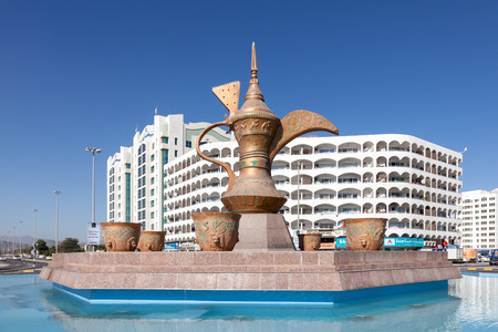 FUJAIRAH, UAE - DEC 14: Coffeepot monument in Fujairah. December 14, 2014 in Fujairah, United Arab Emiratesのeditorial素材