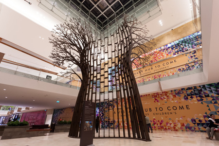 ABU DHABI - DEC 19: Tree Sculpture by at the new luxury Yas Mall. December 19, 2014 in Abu Dhabi, United Arab Emiratesのeditorial素材