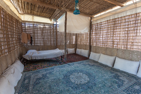 Interior of a traditional bedouin tent in the Middle East, United Arab Emiratesのeditorial素材