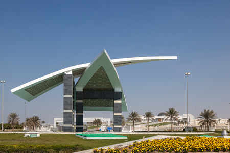 ABU DHABI, UAE - DEC 19: Monument at the International Airport of Abu Dhabi. December 19, 2014 in Abu Dhabi, United Arab Emiratesのeditorial素材