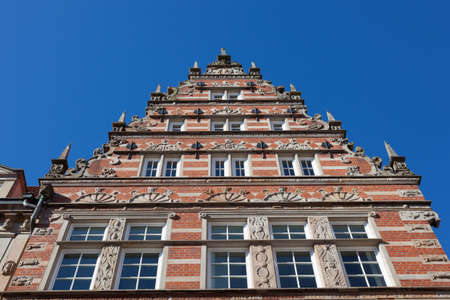 Old hanseatic facade in historic town Bremen, Germanyのeditorial素材