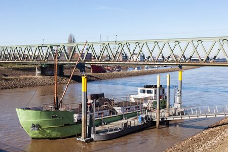 Ship on the Weser river in Bremen, Germanyのeditorial素材