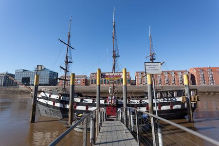 BREMEN, GERMANY - APR 5: Pannekoekschip - Admiral Nelson - old pirate ship which is today a restaurant in Bremen. April 5, 2014 in Bremen, Germanyのeditorial素材