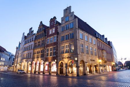 MUENSTER, GERMANY- APR 4: Historic buildings in the old town of Muenster. April 4, 2015 in Muenster, North Rhine-Westphalia, Germanyのeditorial素材