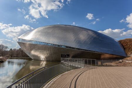 BREMEN, GERMANY - APR 5: The futuristic Universum Science Center building in Bremen. April 5, 2014 in Bremen, Germanyのeditorial素材